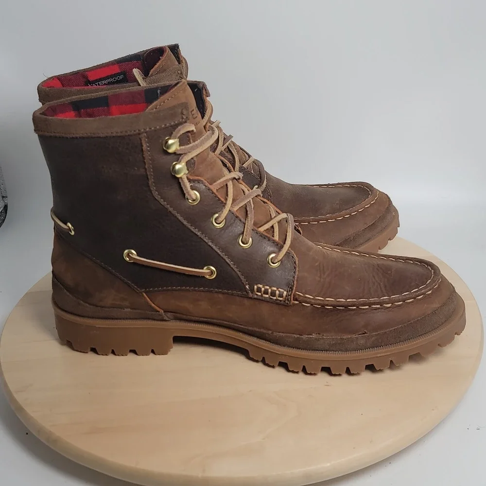 Sperry AO Lug Boots Leather Men's US8 Brown Waterproof Chelsea Size 10.5